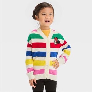 Disney 100 Minnie Mouse Knit Rainbow Cardigan Sweater 18 months Striped New